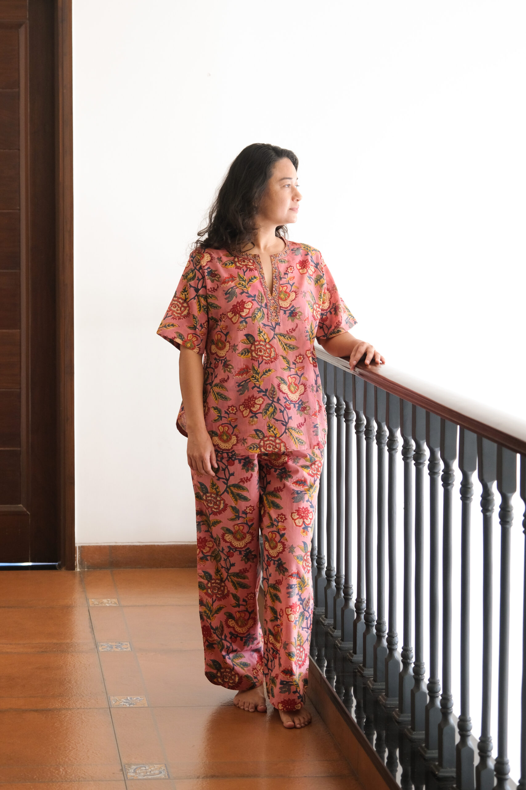 Pink Floral Adult Pajama Set