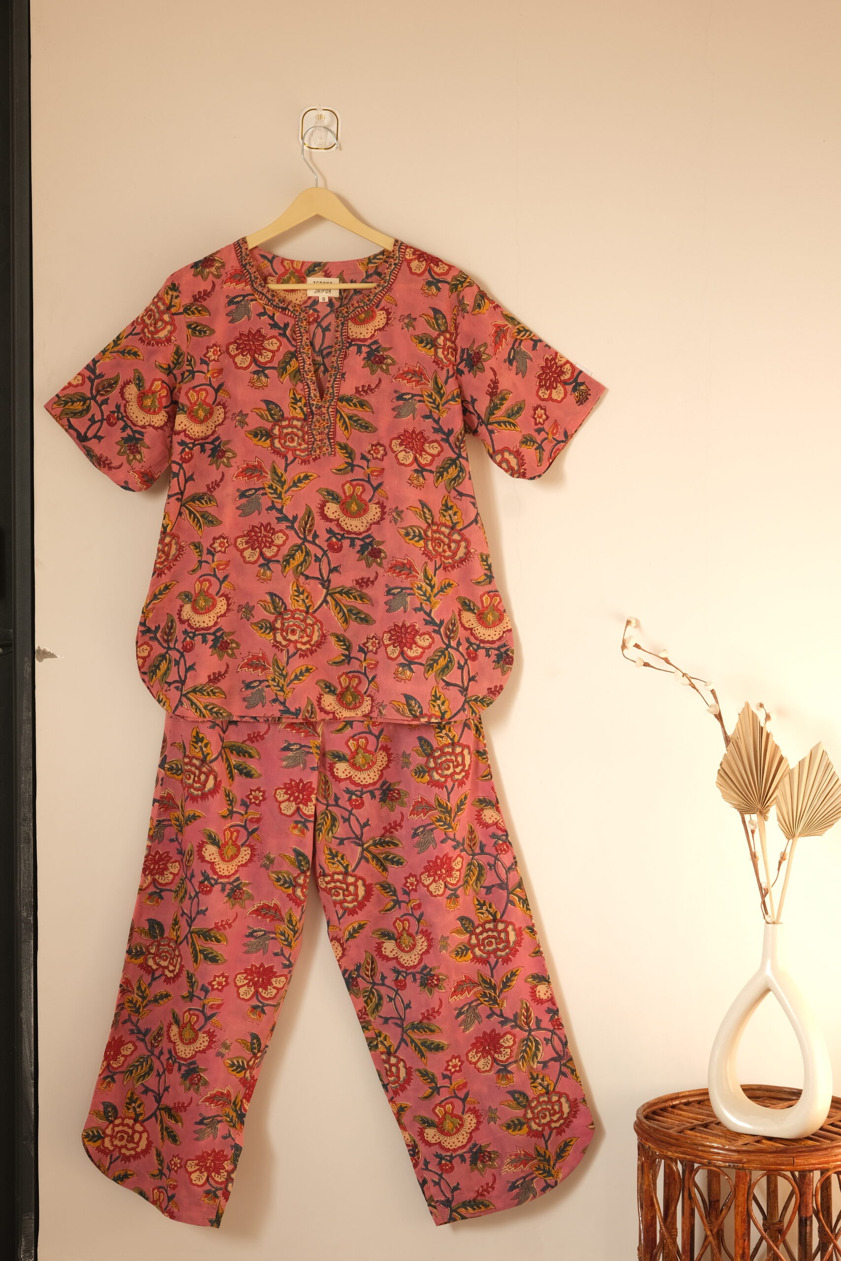 Pink Floral Adult Pajama Set - Image 4